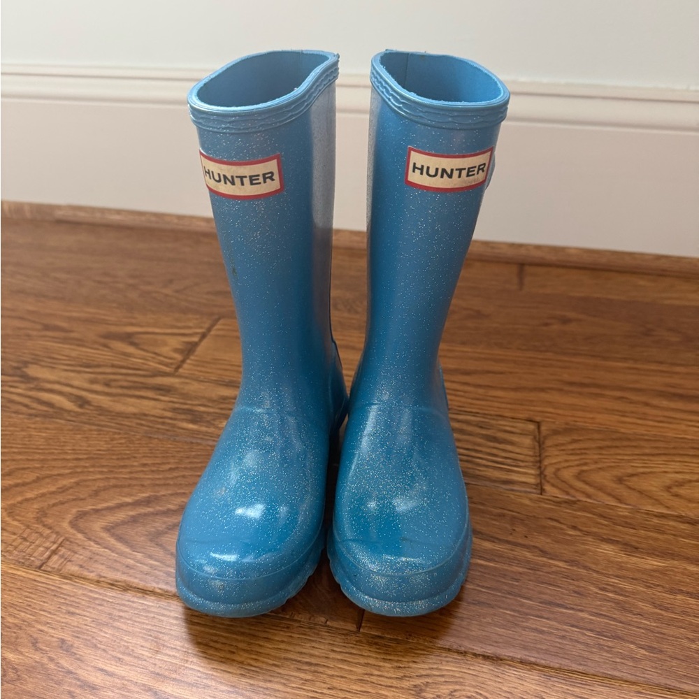 Hunter Kids Blue Glitter Rain Boots